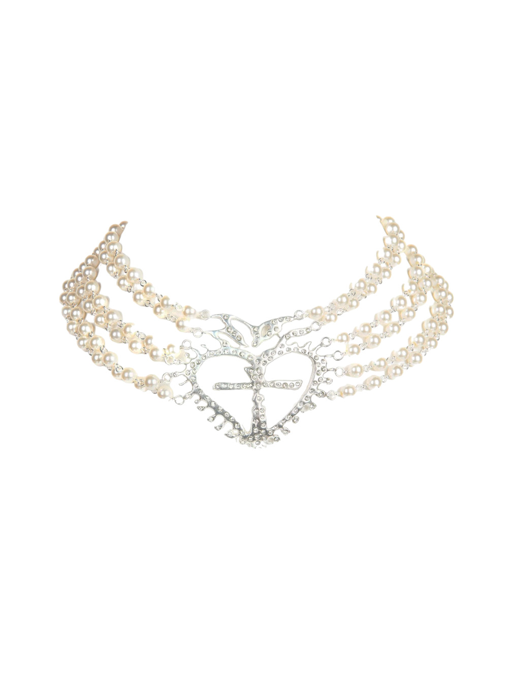 VIRGINS SAINTS & ANGELS VSA La Queen Collar Pearl & Silver 17.75"